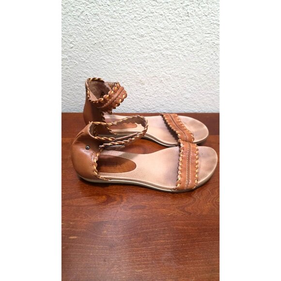 Pikolinos Women's Brown Leather Ankle Strap Open-Toe Sandals Embellished Buckle - Picture 3 of 8